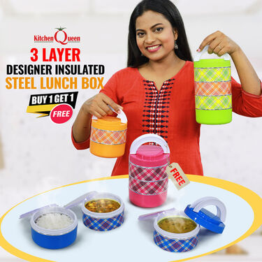 3 Layer New Designer Steel Insulated Tiffin - BOGO (3LNDSIT)