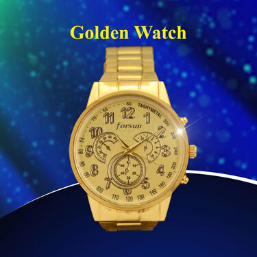Golden Watch + Golden Chain + Rudraksha Bracelet + Ring (MGWCBR18)