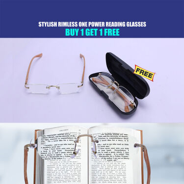 Stylish Rimless One Power reading Glasses B1 G1 Free (ORG29)
