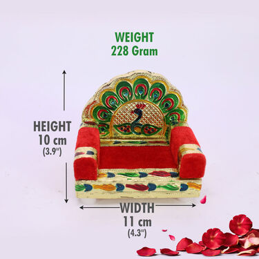 Wooden Decorative Pooja Singhasan With Kundan Meenakari Work (WPS1)