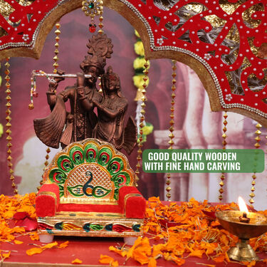 Wooden Decorative Pooja Singhasan With Kundan Meenakari Work (WPS1)