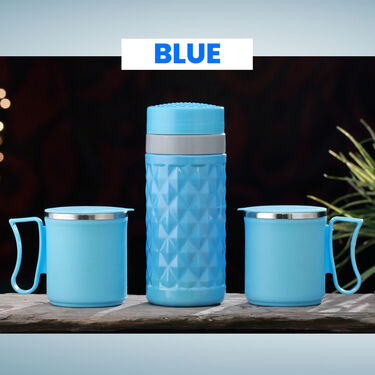 12 Hours Hot & Cold Insulated Flask + 2 Cups with Lids
