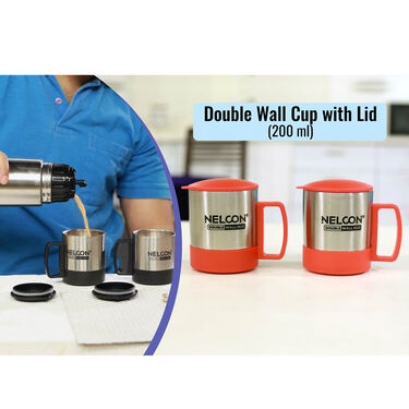 24 Hours Hot or Cold Insulated Flask (1.0 Ltr) + 2 Double Wall Cup with Lid