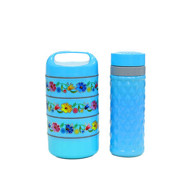 4 Layer Designer Steel Insulated Tiffin with Insulated Hot & Cold Flask (4LSITWF)