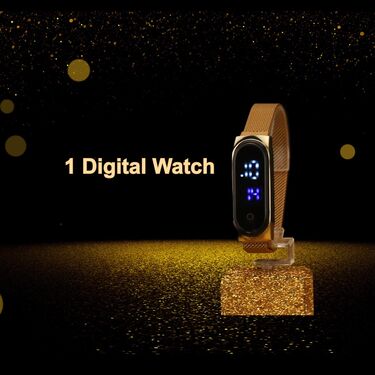 Golden Watch + Chain with Digital Watch (MGWCFD2)