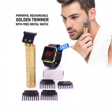 Stylish Golden Trimmer With Free Digital Watch (PMT1W2)