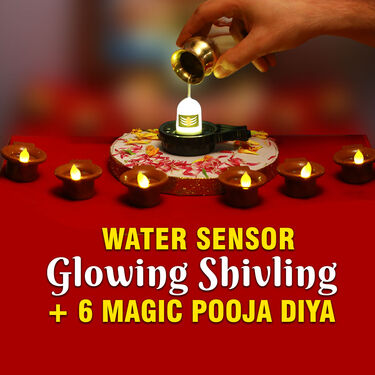 Water Sensor Shivling + 6 Diya (L16)