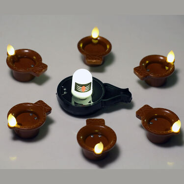 Water Sensor Shivling + 6 Diya (L16)