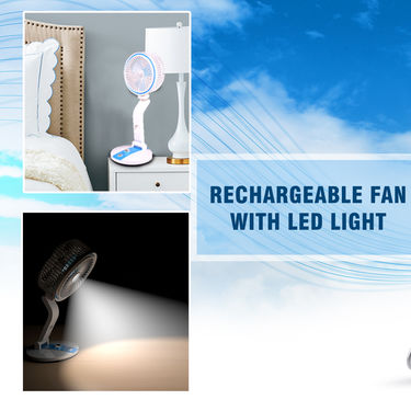 Rechargeable Folding Fan with Emergency Light