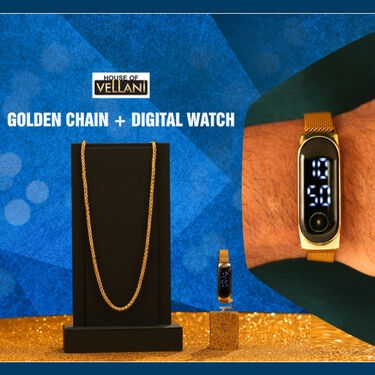 Golden Chain + Digital Watch