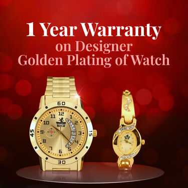 Men's Golden Watch with Free Designer Ladies Watch (MLGW2)