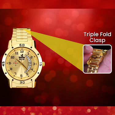 Men's Golden Watch with Free Designer Ladies Watch (MLGW2)