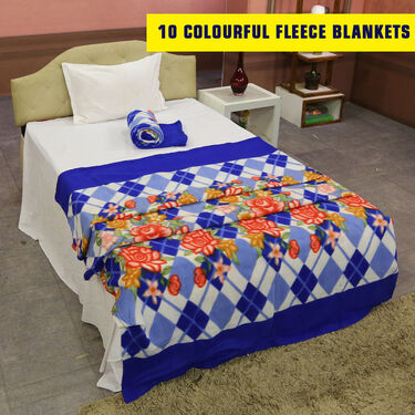 Pack of 10 Fleece Blankets with 3 Double Bedsheets Set (10FB3BS1)