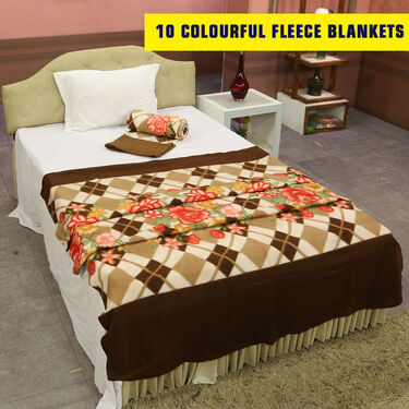 Pack of 10 Fleece Blankets with 3 Double Bedsheets Set (10FB3BS1)