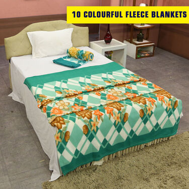 Pack of 10 Fleece Blankets with 3 Double Bedsheets Set (10FB3BS1)