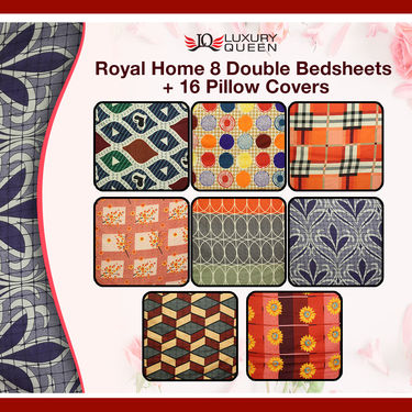 Royal Home 8 Double Bedsheets + 16 Pillow Covers (8BS18)